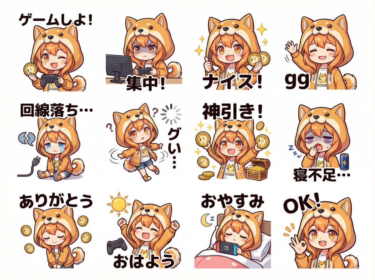 Cute Shima-enaga LINE sticker set AI image template preview