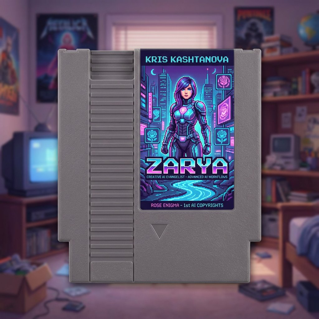 Turn a social bio into a NES cartridge cover AI image template preview