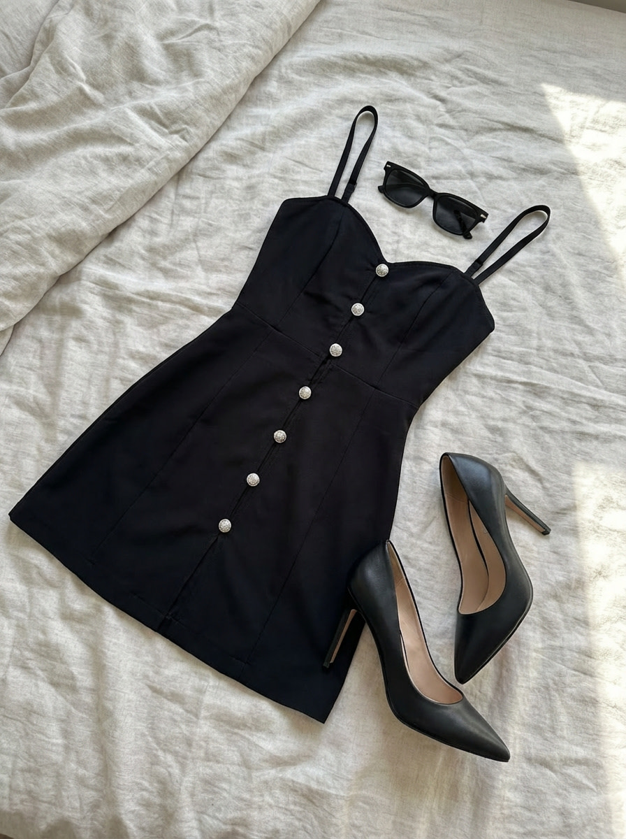 Clothing laid out separately on a bed AI image template preview