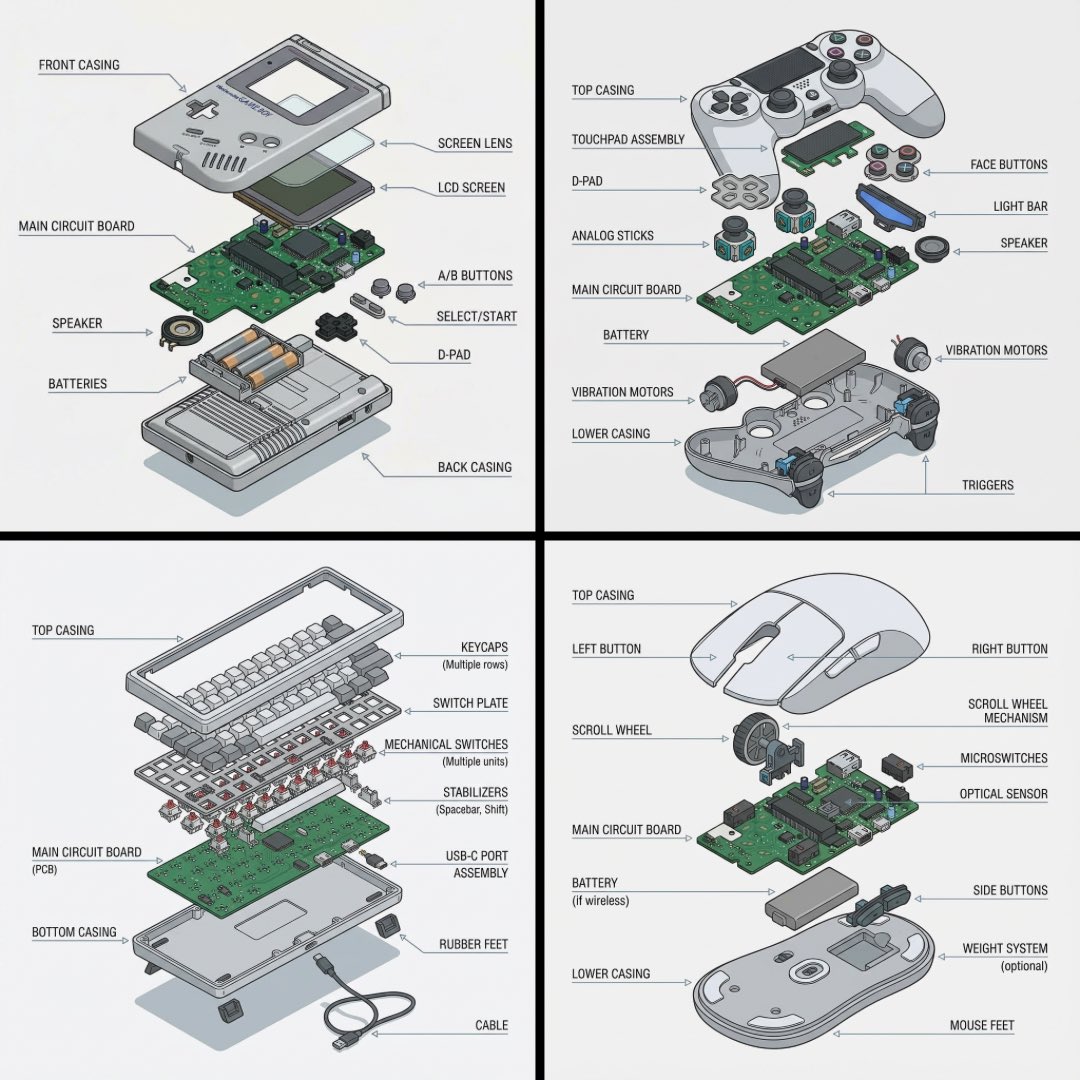 Technical exploded view diagram of a device AI image template preview