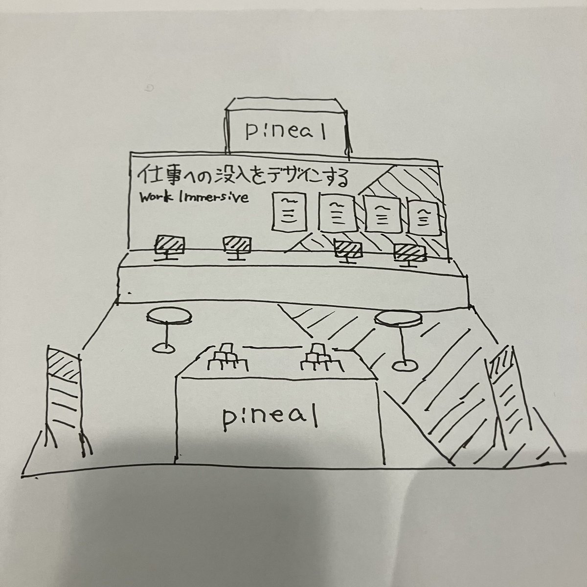 Turn booth sketch into perspective drawing AI image template preview