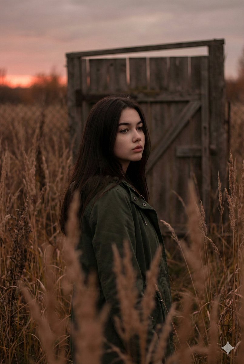 Atmospheric Sunset Portrait Edit Prompt with Identity Preservation AI image template preview