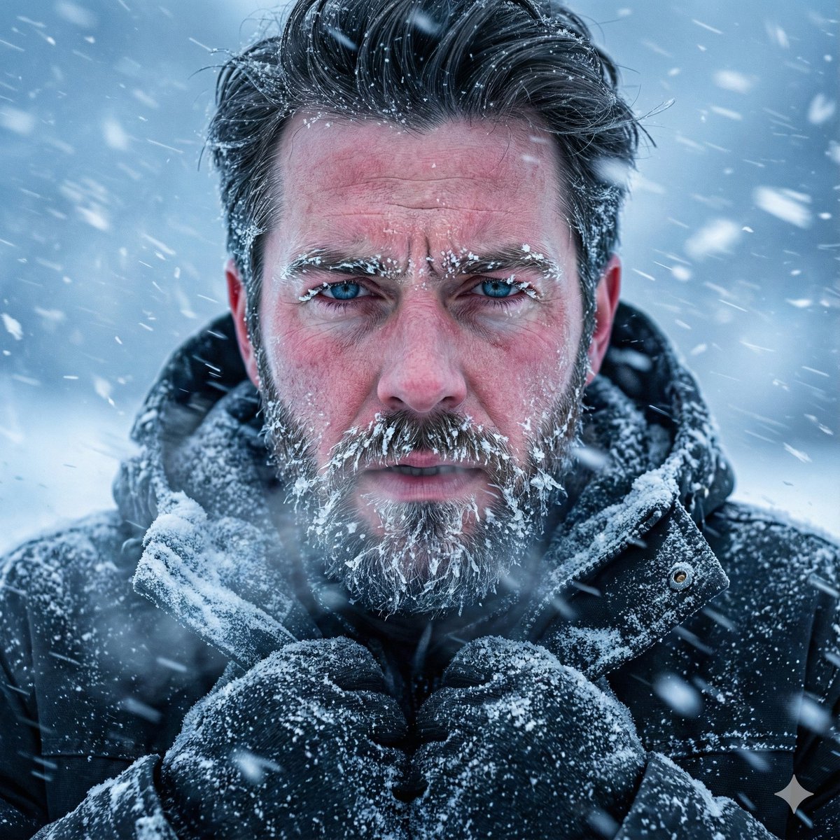 Structured Prompt for Ultra-Realistic Portrait of Man in Snowstorm AI image template preview