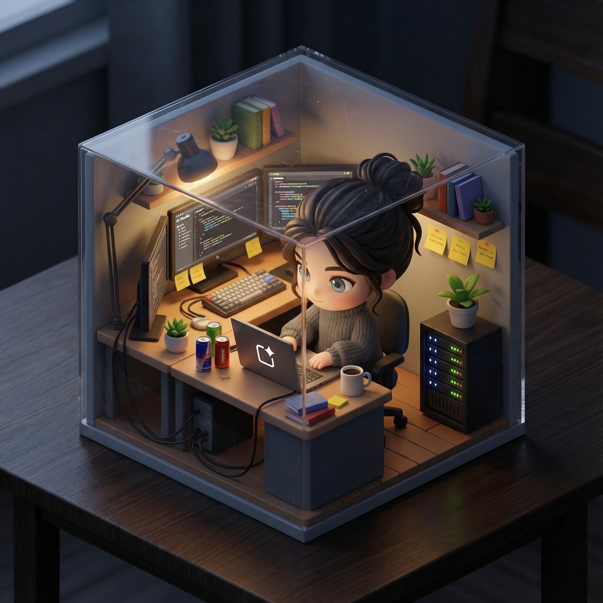 Cute Chibi Diorama Lamp Generator AI image template preview