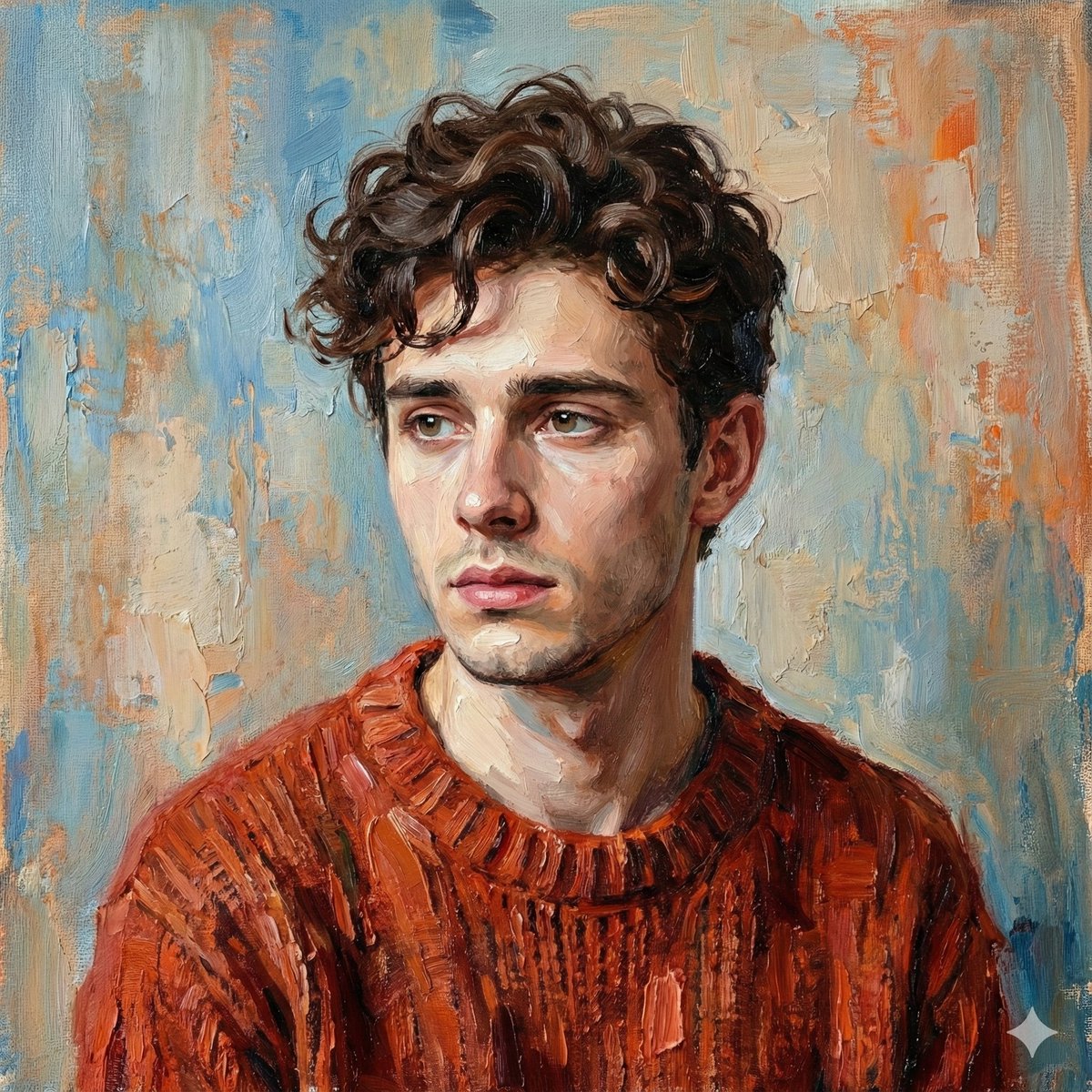 Digital Oil-Painted Bust Portrait AI image template preview