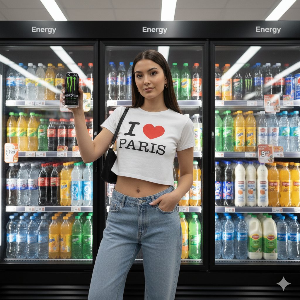 Y2K Revival Convenience Store Portrait AI image template preview