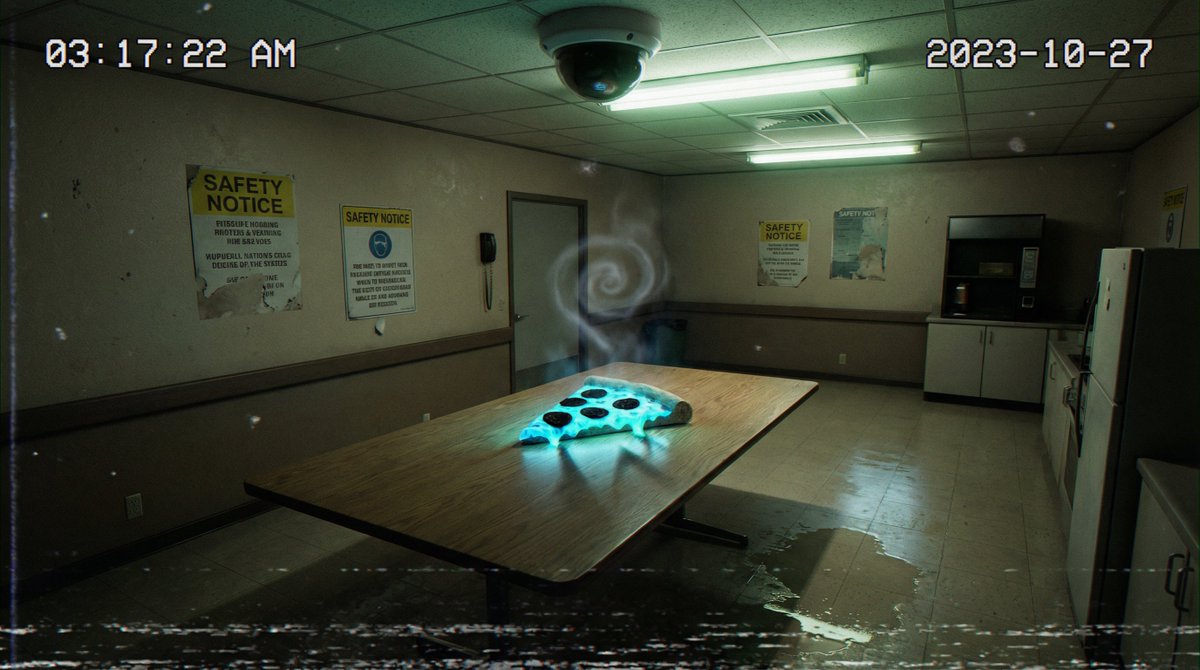 Forensic Surrealist Photography Prompt for Liminal Breakroom Incident AI image template preview