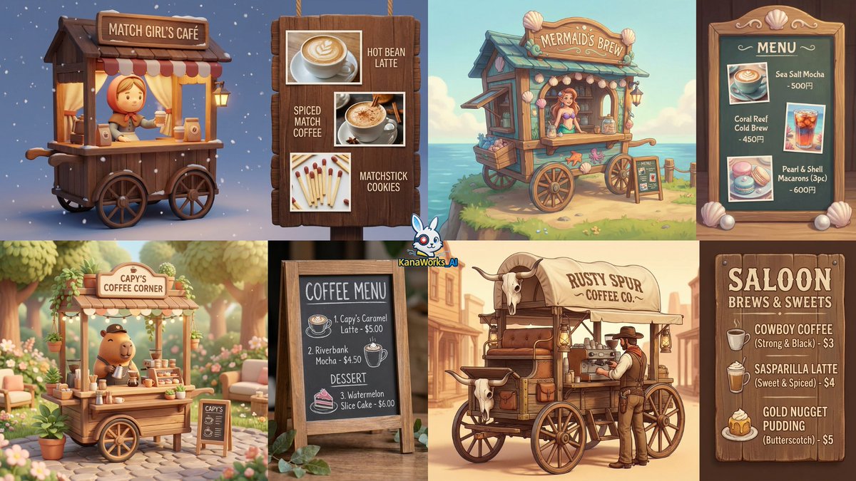 Coffee Cart Vendor Prompt AI image template preview
