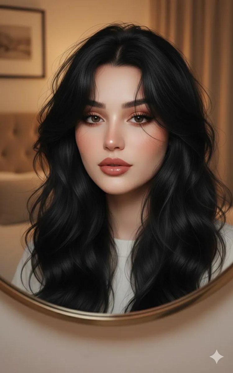 Ultra-Realistic Portrait through a Round Mirror AI image template preview