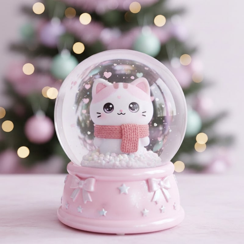 Kawaii Character Snow Globes AI image template preview