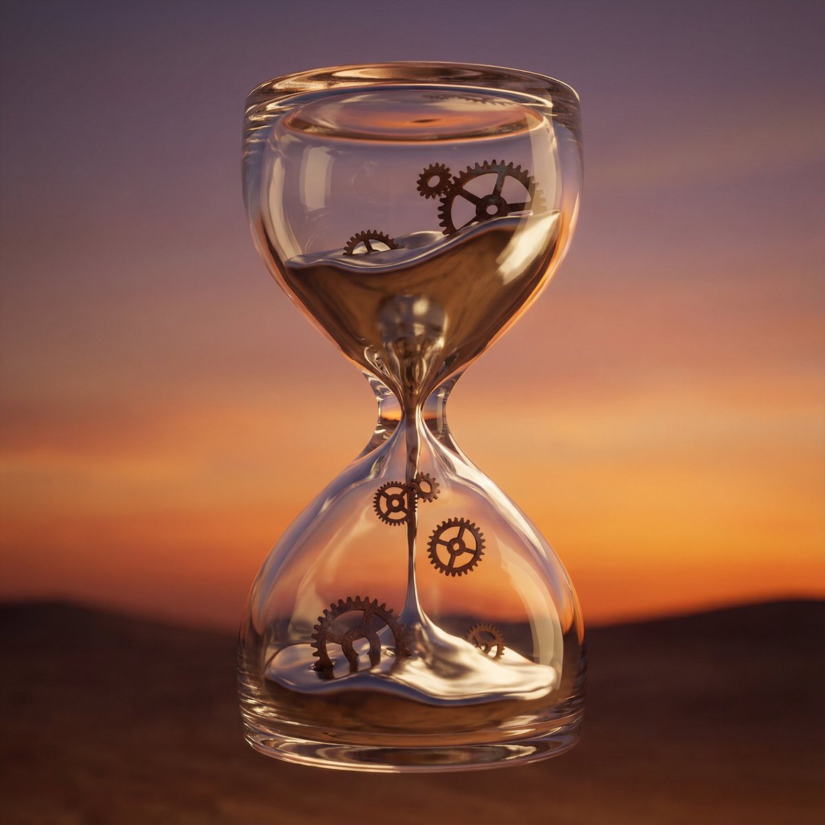 Hyper-Realistic 3D Simulation Prompt: Melting Hourglass AI image template preview
