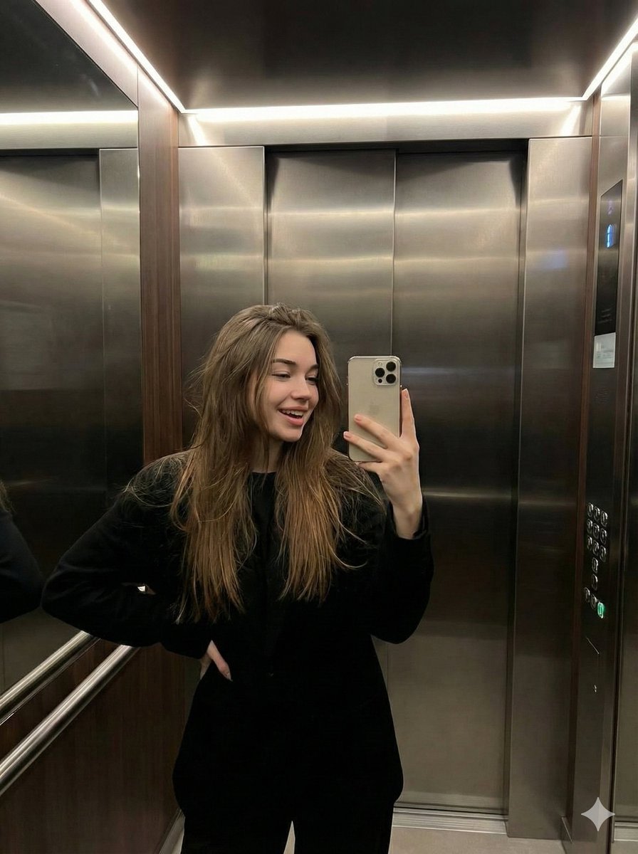 Candid Elevator Mirror Selfie AI image template preview