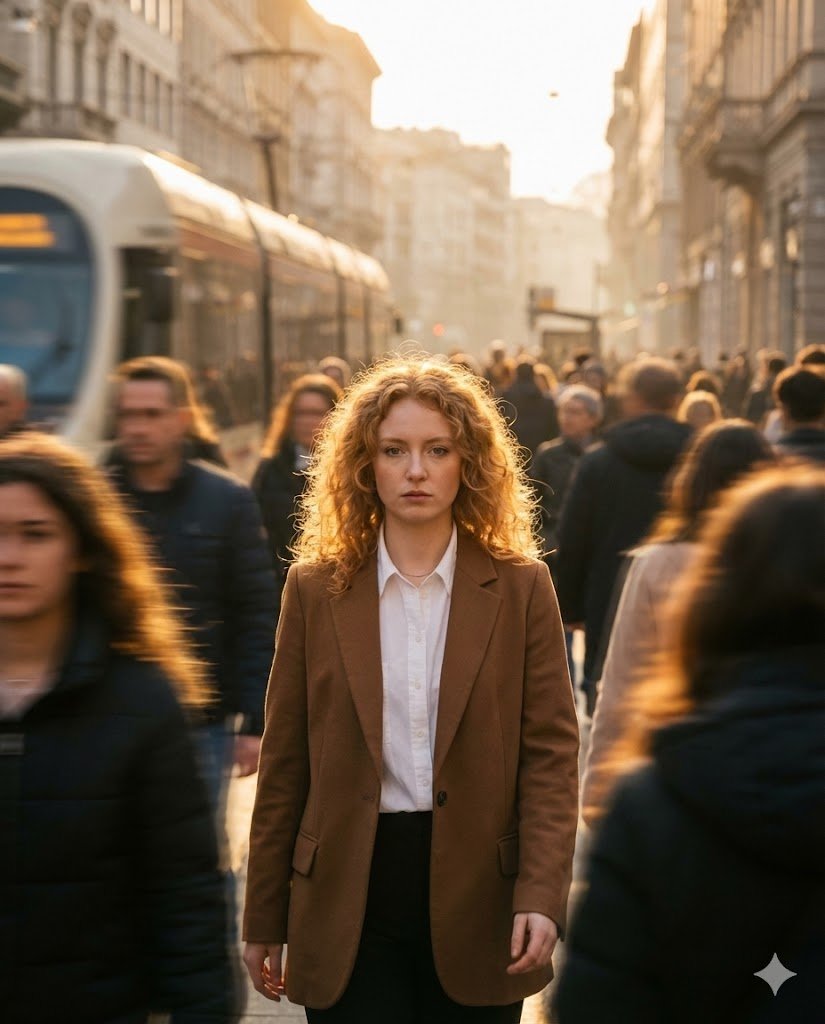 Moody Cinematic Street Photography Prompt AI image template preview