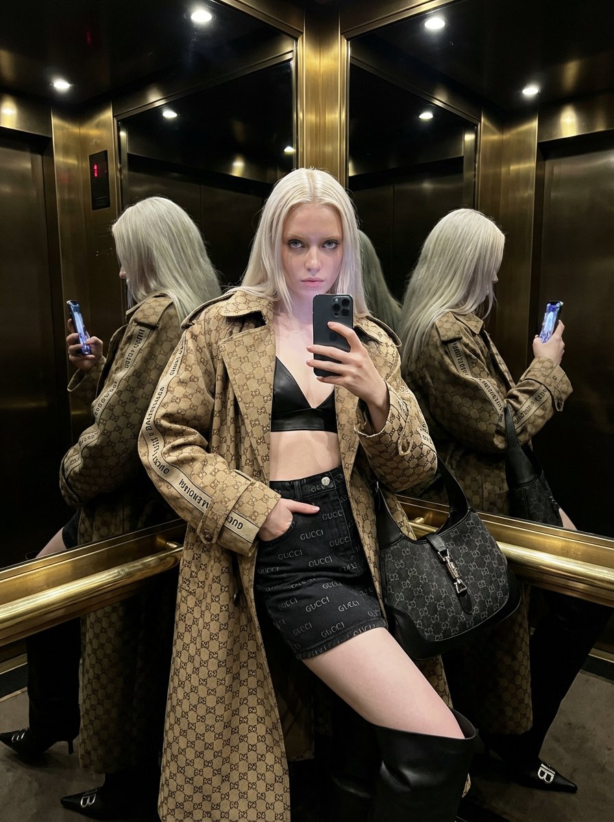 Gucci x Balenciaga Hacker Project Mirror Selfie AI image template preview