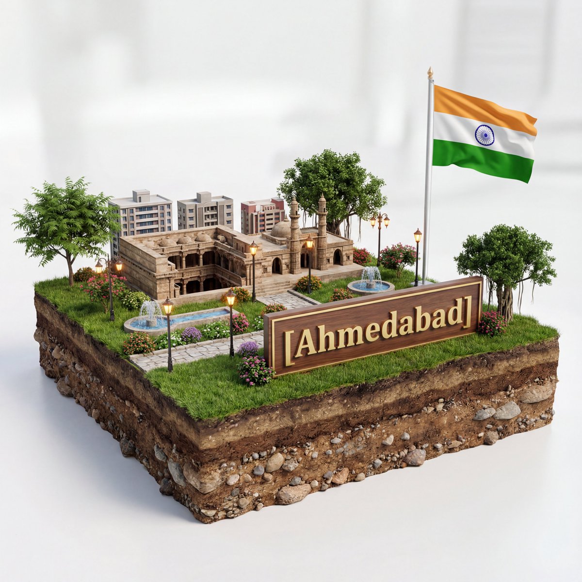 3D Diorama of Ahmedabad Landmark AI image template preview