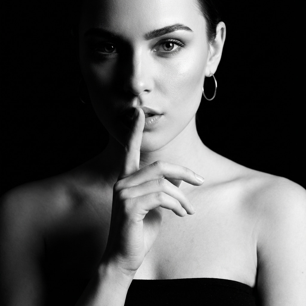 Dramatic Monochromatic Portrait Prompt AI image template preview