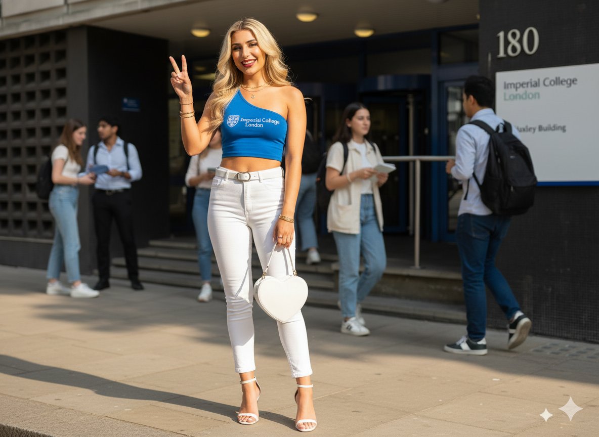 Daytime College Street Style Portrait Prompt AI image template preview