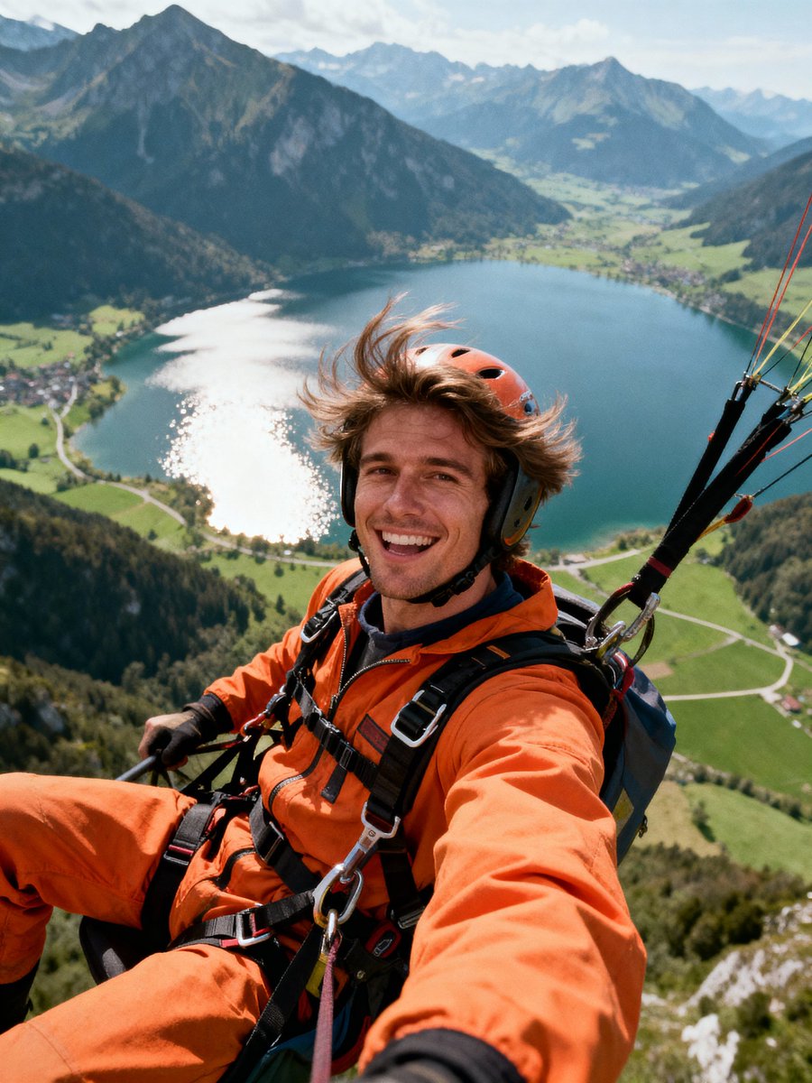 GoPro-style extreme sports selfie prompt example 2