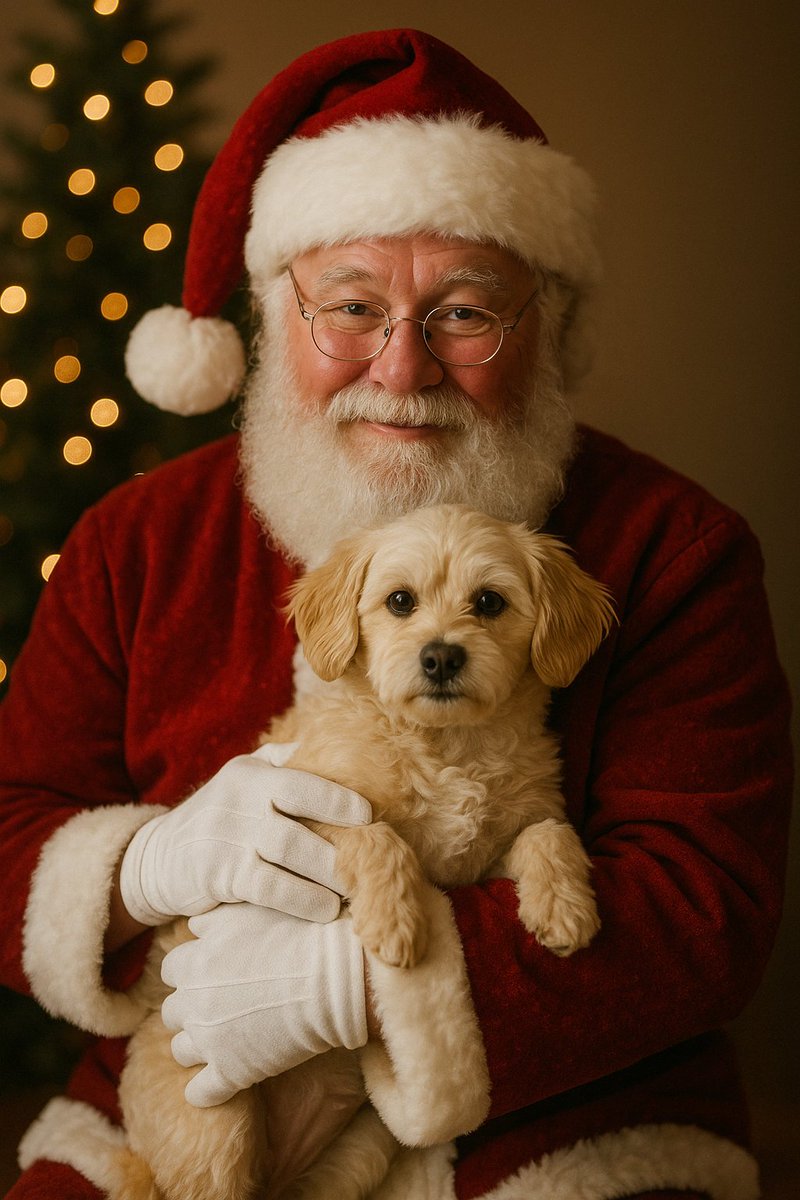 Simple Christmas dog and Santa image prompt AI image template preview