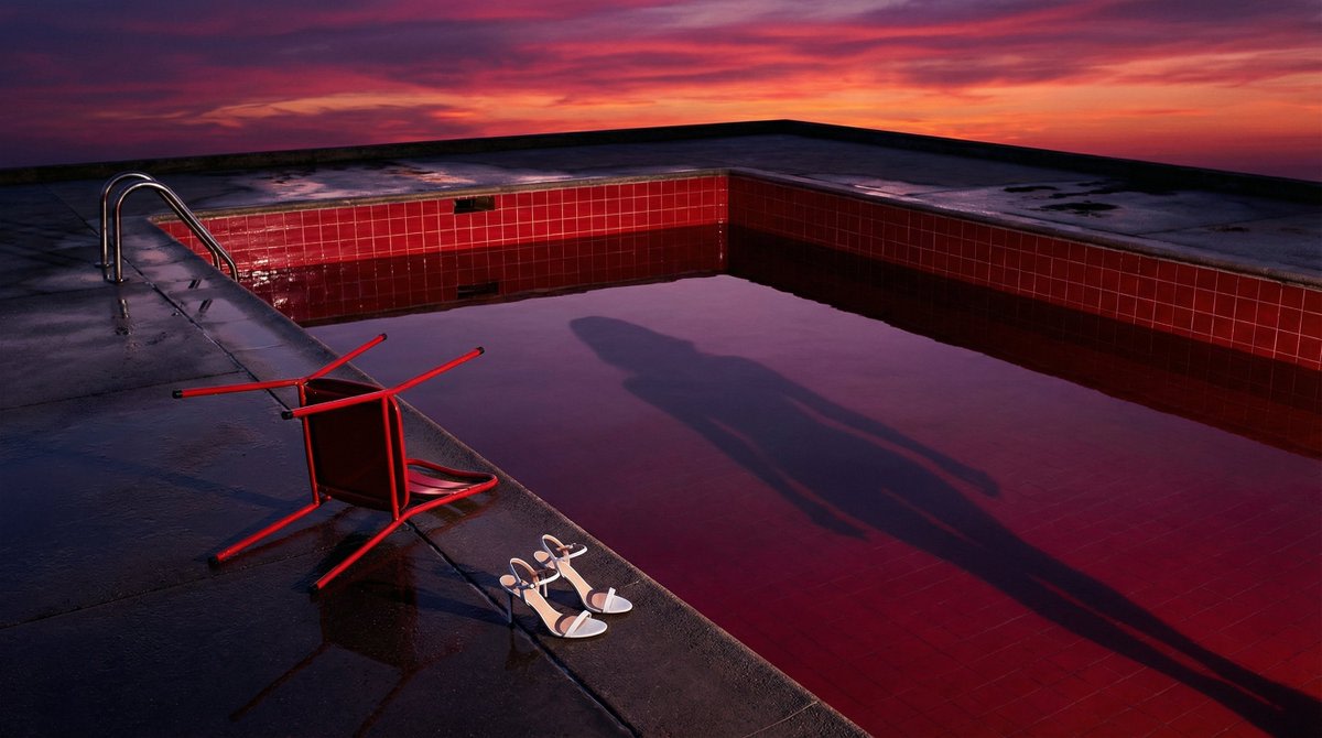 Surreal Guy Bourdin Style Pool Scene AI image template preview