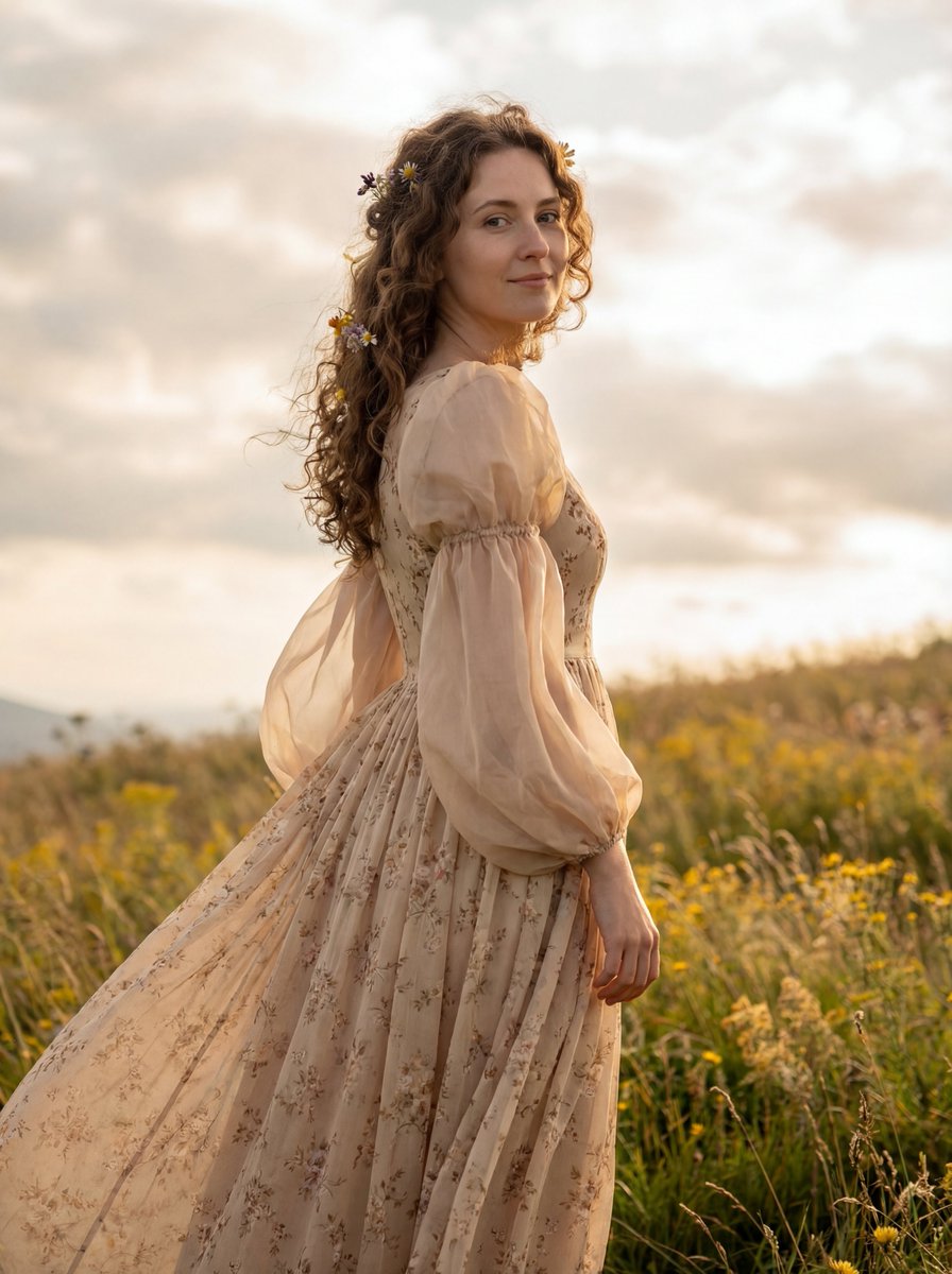 Dreamy Cinematic Highland Portrait Prompt AI image template preview