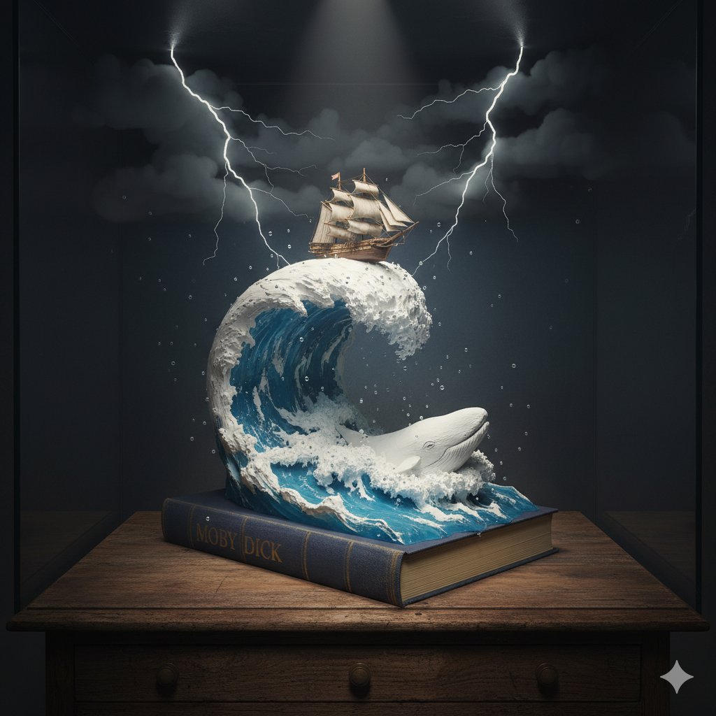 Moby Dick Book Diorama Prompt AI image template preview