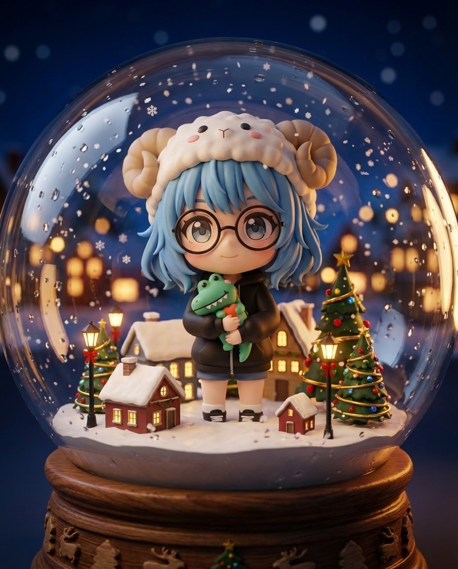 Nano Banana Pro Chibi Snow Globe Prompt AI image template preview
