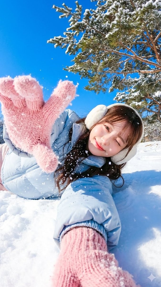 Dynamic First-Person Perspective Photo in Snow AI image template preview