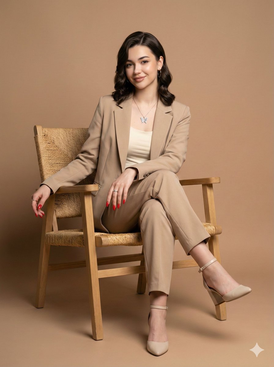 Professional studio portrait of a woman AI image template preview