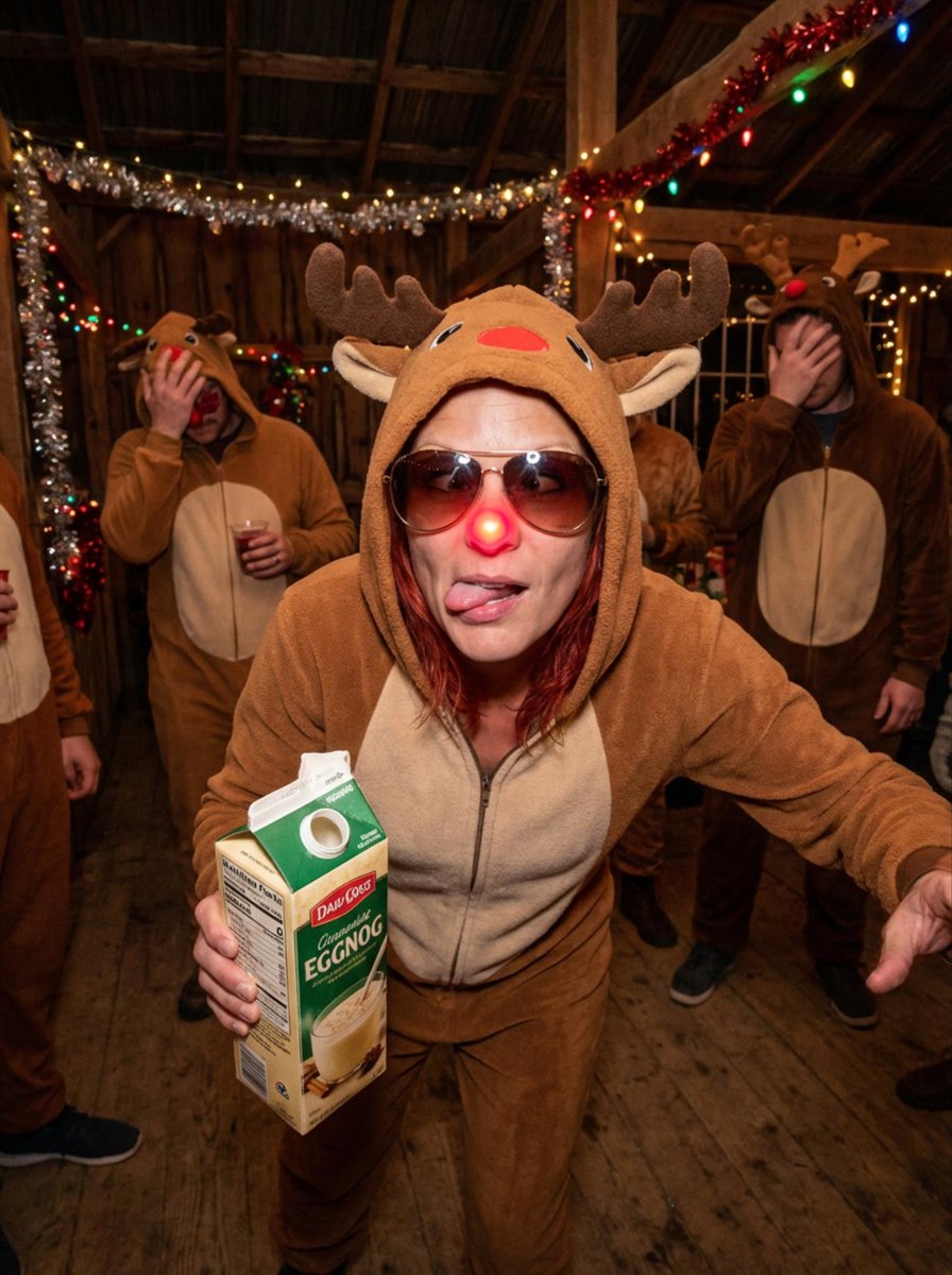Human Christmas Present with a Bulldog AI image template preview