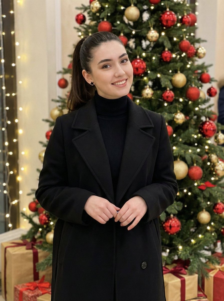 Holiday Elegance Portrait with Face Reference AI image template preview