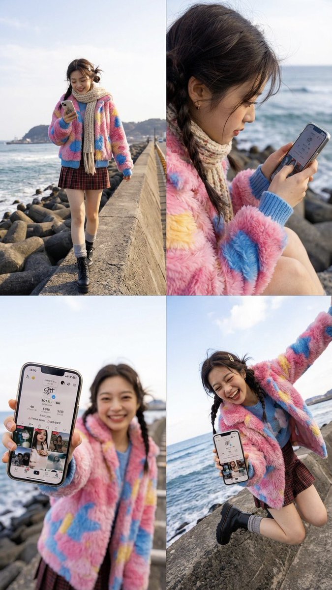 Nano Banana Pro 2x2 Grid Phone Screen Replacement JSON Prompt AI image template preview