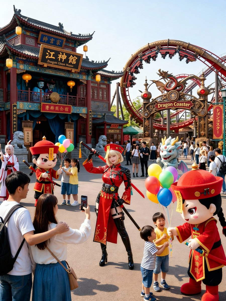 Amusement Park Prompt Template for Character Placement AI image template preview