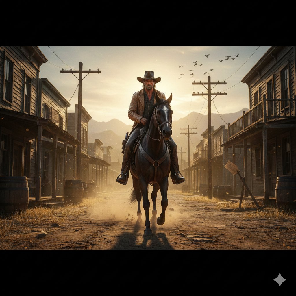 Gritty Western Gunslinger Scene Prompt AI image template preview