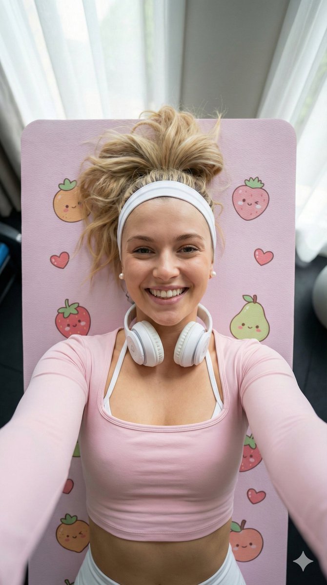 Motivational Yoga Selfie with Pastel Aesthetic AI image template preview