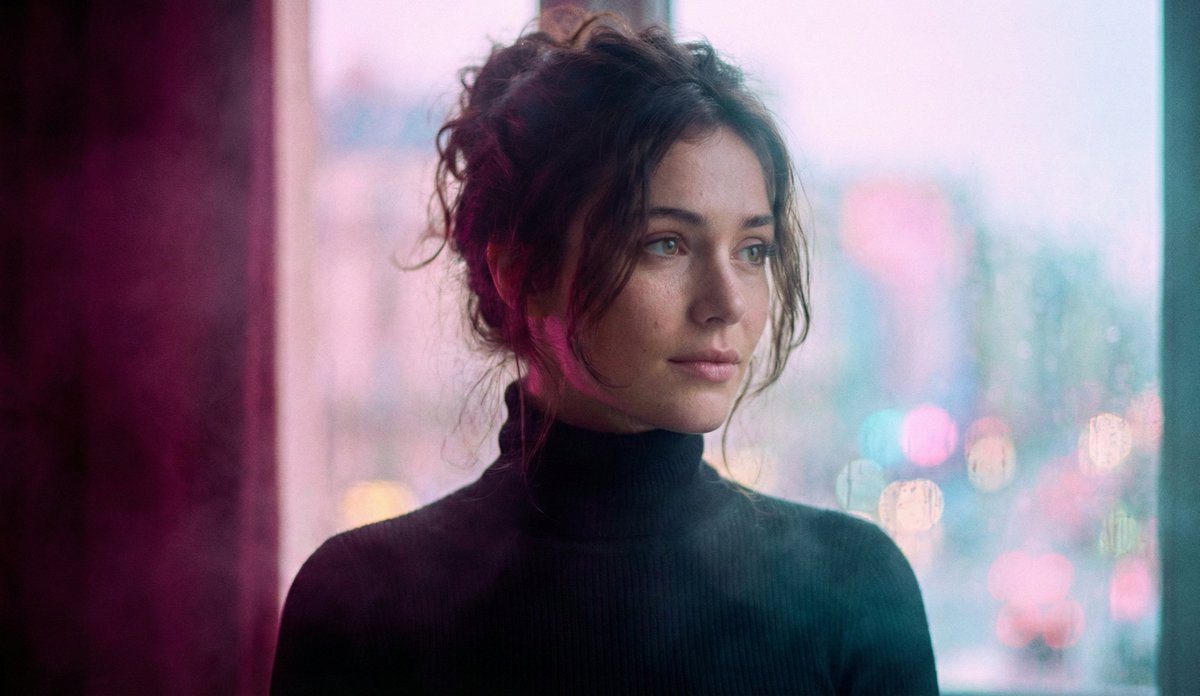 Dreamy IMAX Portrait with Colored Gels AI image template preview