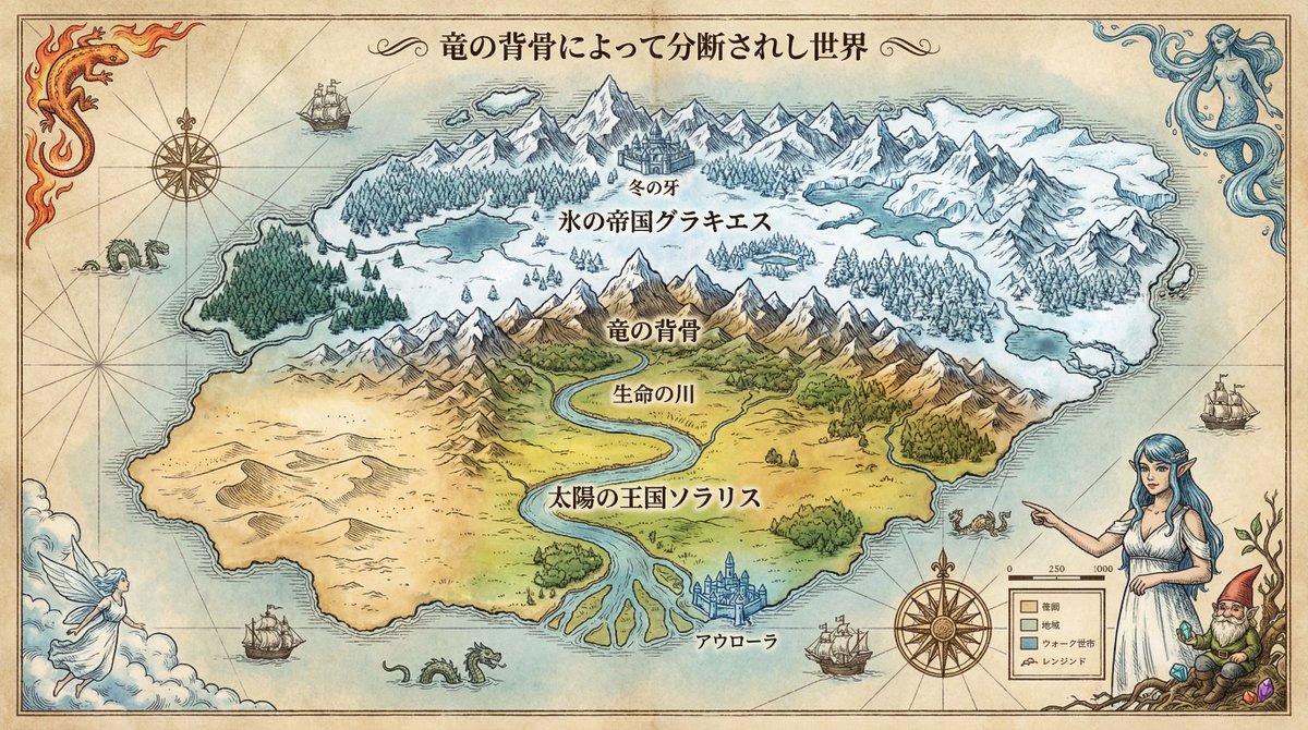 Royal Cartographer Fantasy World Map Prompt (Detailed Scenario) AI image template preview