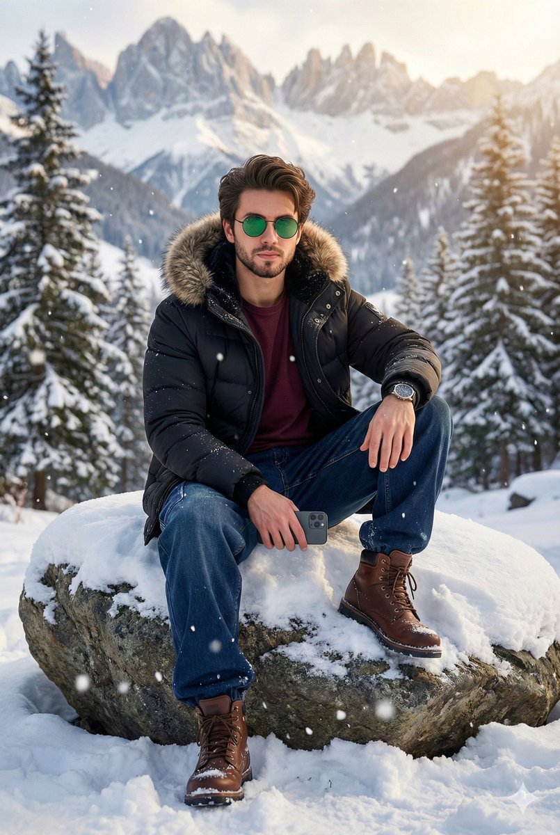 8K Cinematic Winter Portrait in Jammu & Kashmir AI image template preview