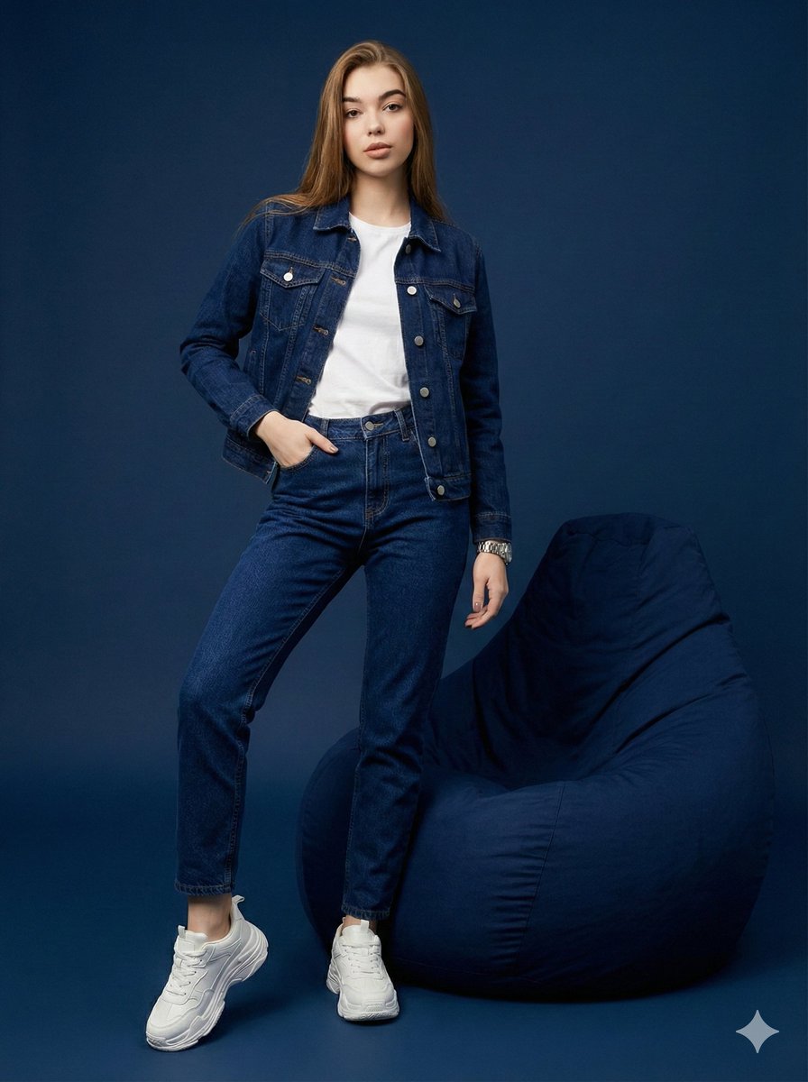 Hyper-Realistic Navy Fashion Photoshoot AI image template preview