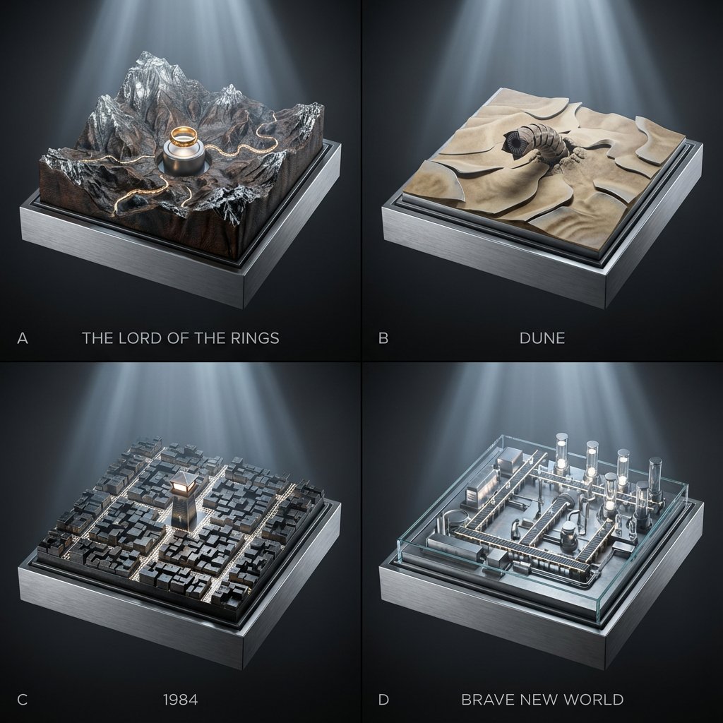 Topographic Relief Diorama of Classic Books AI image template preview