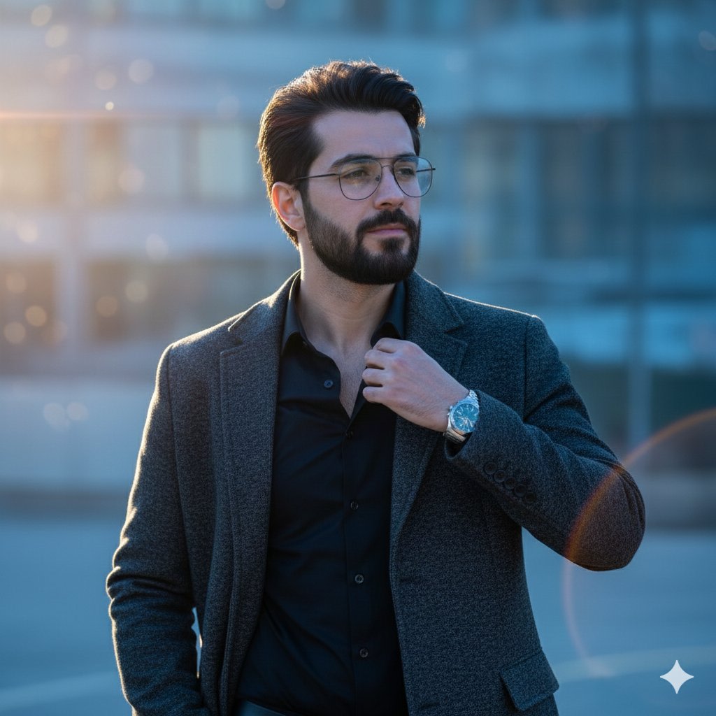 Cinematic Blue Hour Portrait of a Man AI image template preview