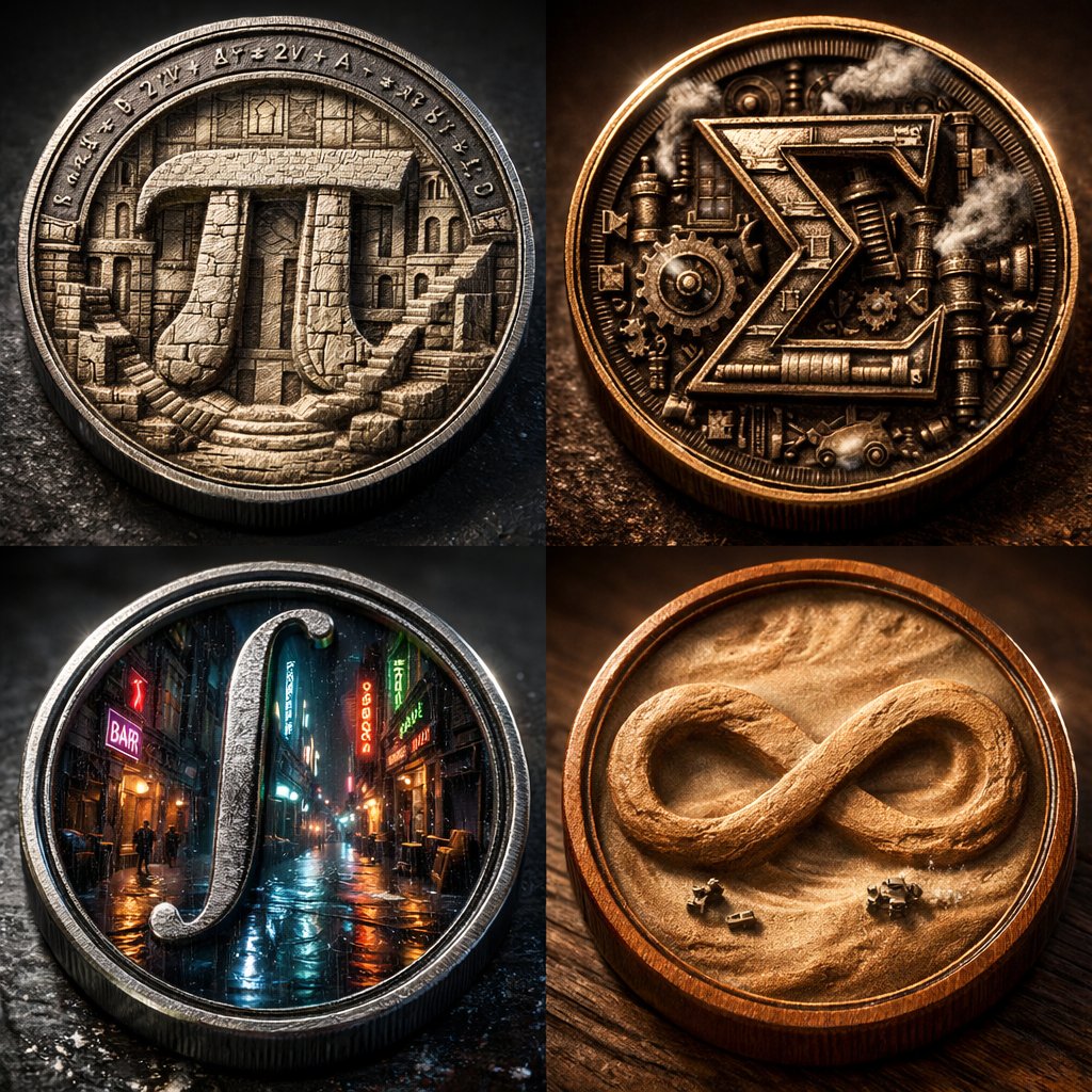 Micro-World Mathematical Symbols Grid Prompt AI image template preview