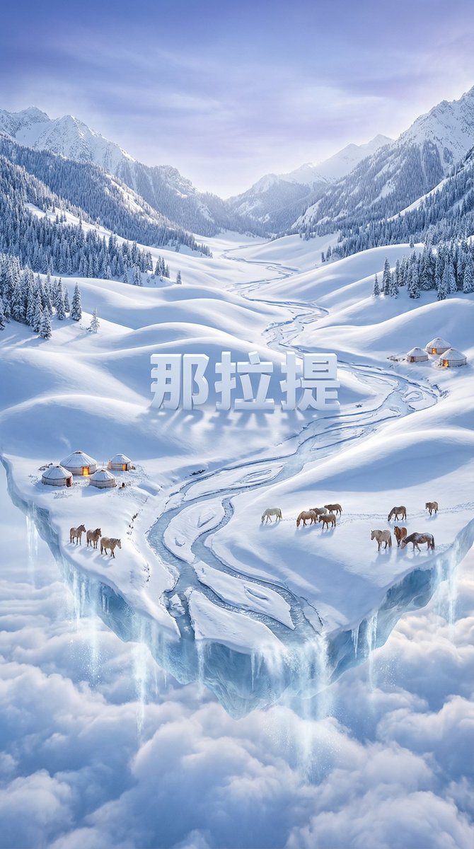 Dreamlike Snow Country Scene AI image template preview