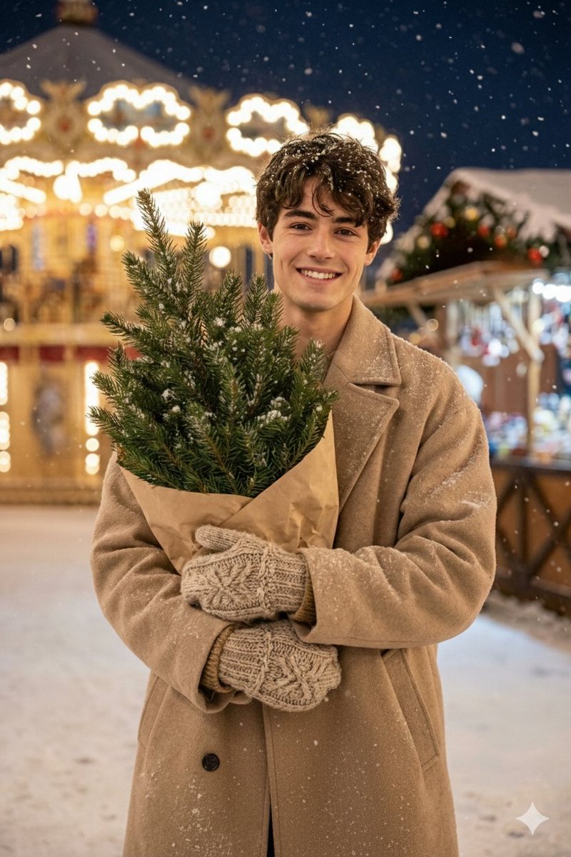 Hyper-realistic Christmas Village Portrait AI image template preview