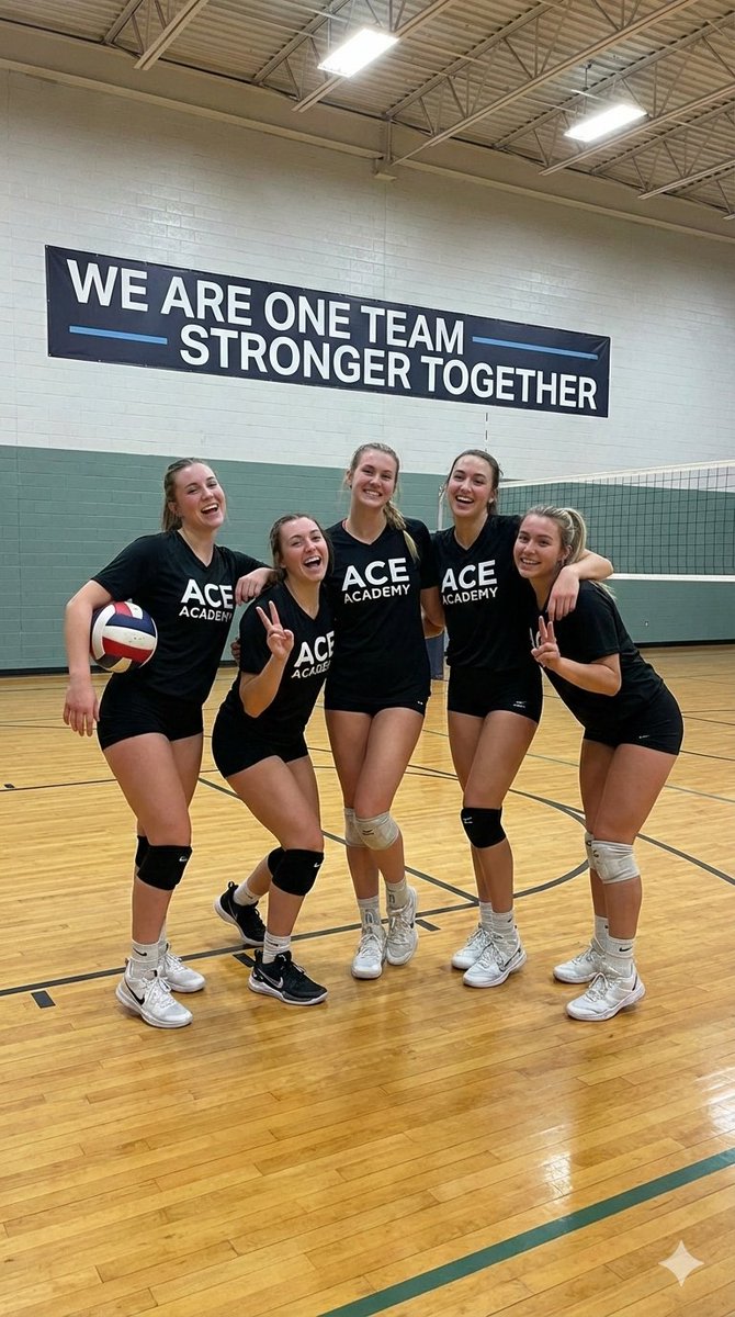Indoor Female Volleyball Team Photo AI image template preview
