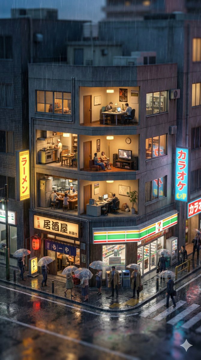 Vertical Tilt-Shift Miniature City Cross-Section AI image template preview