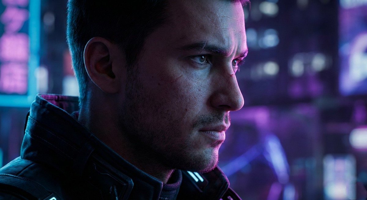 Cyberpunk Cinematic Close-up Portrait AI image template preview