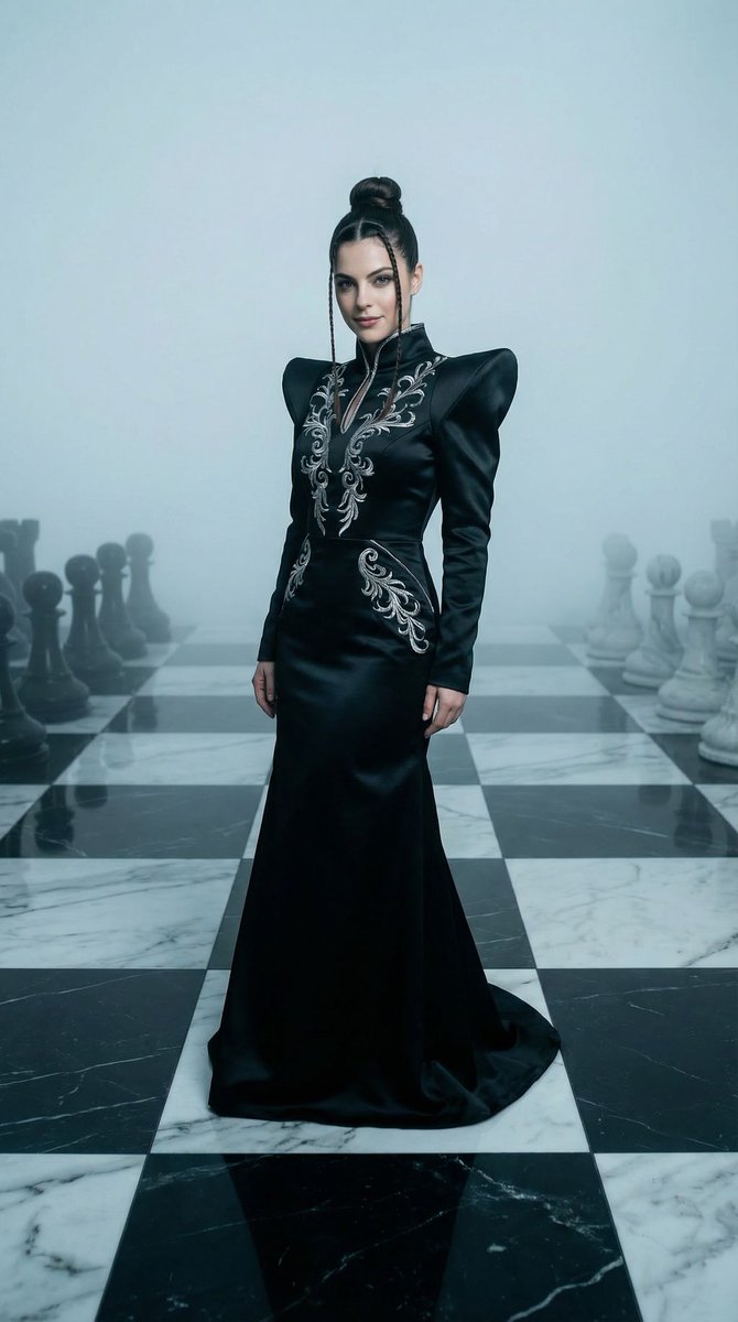 High-Fashion Chess Queen Editorial AI image template preview