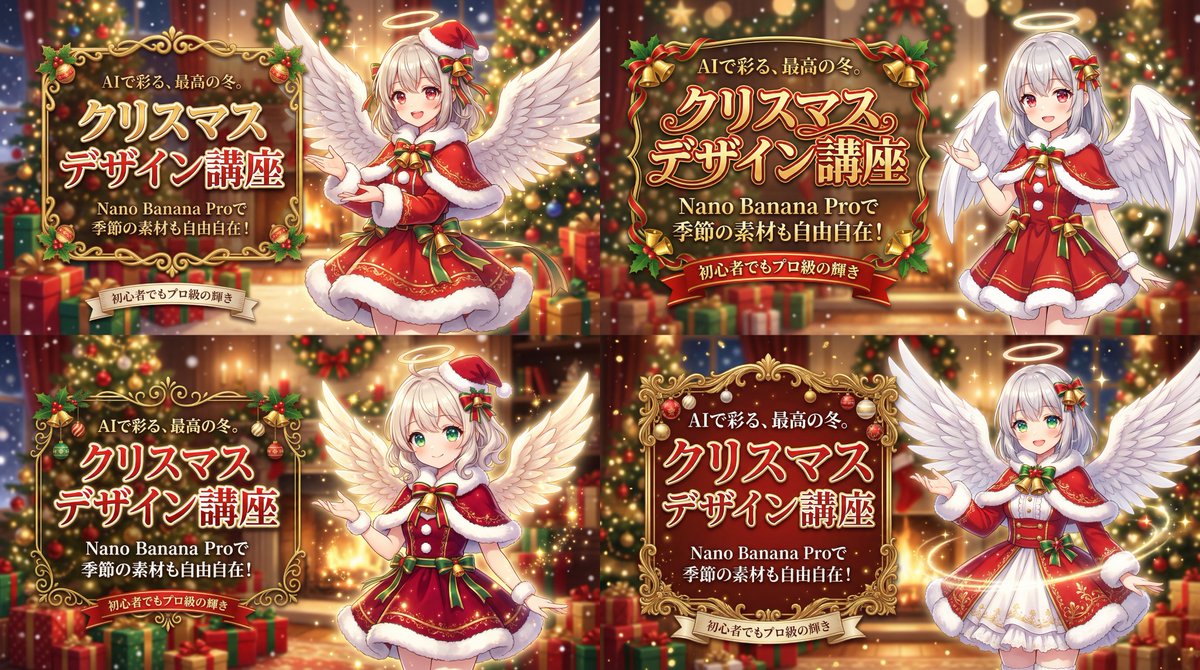 Christmas Angel Design Course Eyecatch Prompt (YAML Structure) AI image template preview