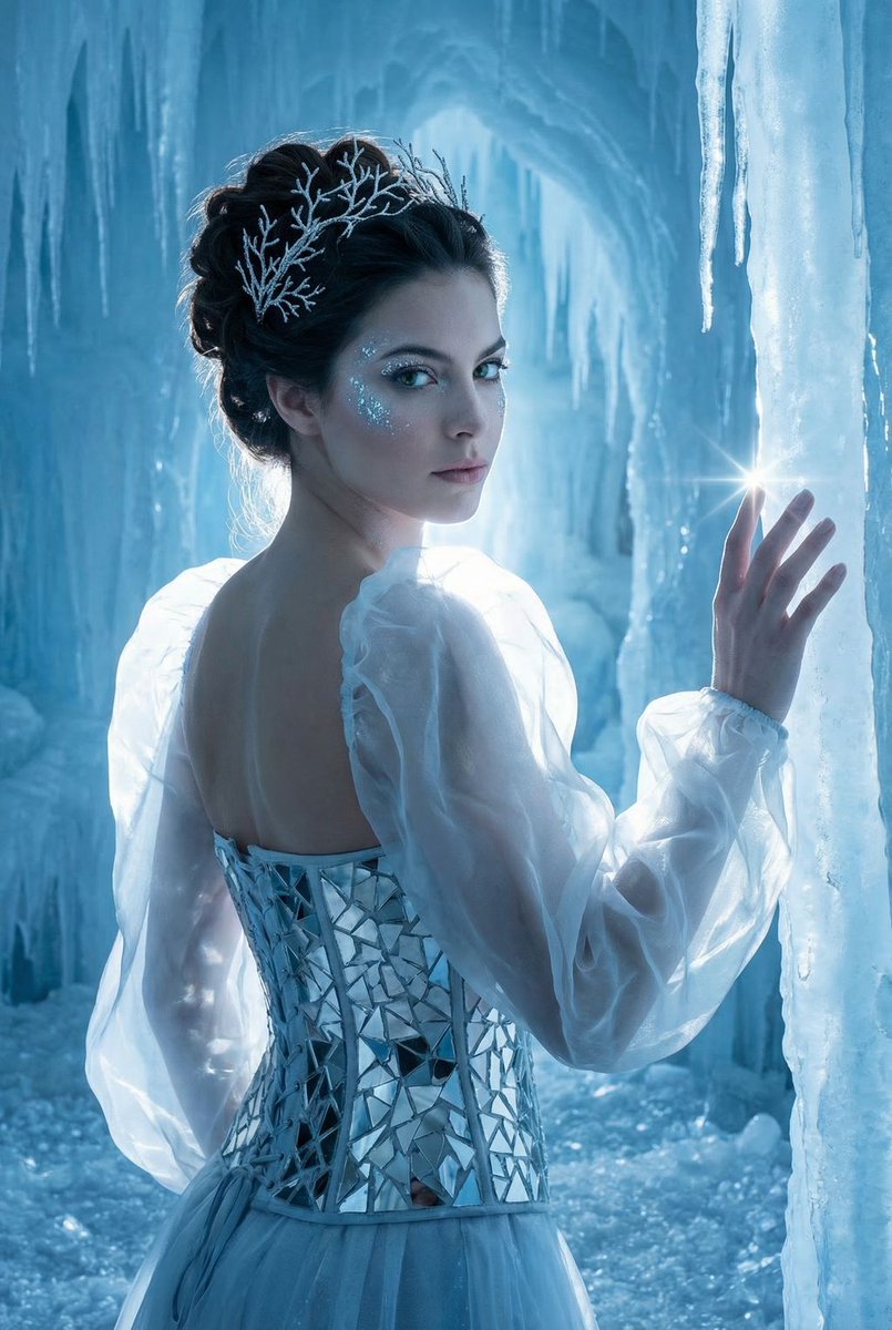 High-Fantasy Ice Queen Editorial AI image template preview